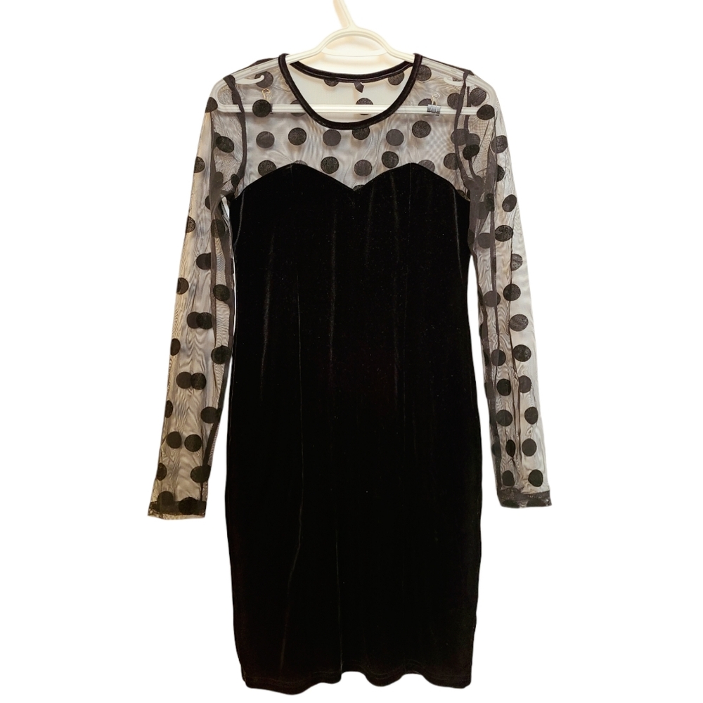 Velvet polkadot mesh dress